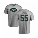 Football New York Jets #55 Ryan Kalil Ash Name & Number Logo T-Shirt