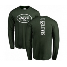 Football New York Jets #61 Alex Lewis Green Backer Long Sleeve T-Shirt