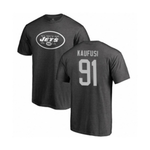 Football New York Jets #91 Bronson Kaufusi Ash One Color T-Shirt