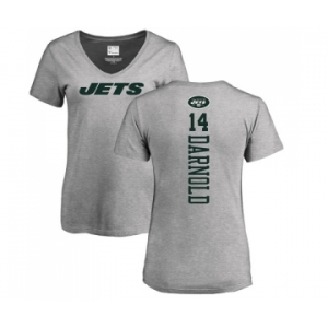 Football Women's New York Jets #14 Sam Darnold Ash Backer T-Shirt