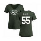 Football Women's New York Jets #55 Ryan Kalil Green Name & Number Logo T-Shirt