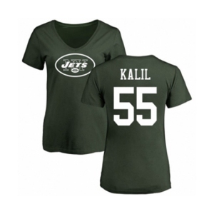 Football Women's New York Jets #55 Ryan Kalil Green Name & Number Logo T-Shirt