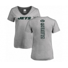 Football Women's New York Jets #91 Bronson Kaufusi Ash Backer T-Shirt
