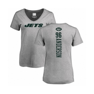 Football Women's New York Jets #96 Henry Anderson Ash Backer T-Shirt