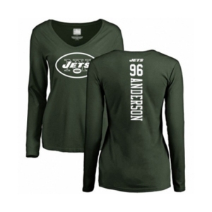 Football Women's New York Jets #96 Henry Anderson Green Backer Long Sleeve T-Shirt