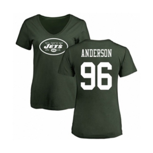 Football Women's New York Jets #96 Henry Anderson Green Name & Number Logo T-Shirt