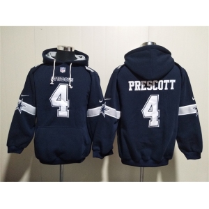 Men's Dallas Cowboys #4 Dak Prescott Navy Ageless Must-Have Lace-Up Pullover Hoodie