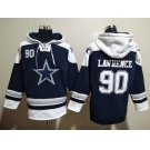 Men's Dallas Cowboys #90 Demarcus Lawrence Navy Blue Ageless Must Have Lace Up Pullover Hoodie