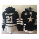 Nike Dallas Cowboys #21 Ezekiel Elliott Navy Blue White Name & Number Pullover NFL Hoodie