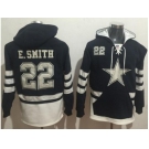 Nike Dallas Cowboys #22 Emmitt Smith Navy Blue White Name & Number Pullover NFL Hoodie
