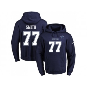 Nike Dallas Cowboys #77 Tyron Smith Navy Blue Name & Number Pullover NFL Hoodie