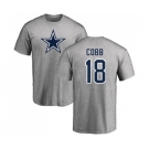 Football Dallas Cowboys #18 Randall Cobb Ash Name & Number Logo T-Shirt