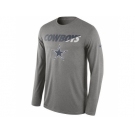 Men's Dallas Cowboys Nike Gray Legend Staff Practice Long Sleeves Performance T-Shirt