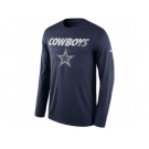 Men's Dallas Cowboys Nike Navy Legend Staff Practice Long Sleeves Performance T-Shirt