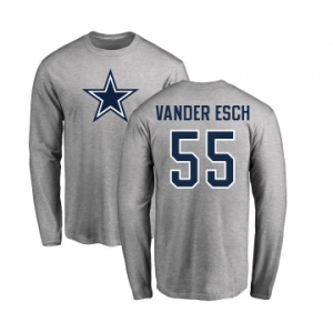 NFL Nike Dallas Cowboys #55 Leighton Vander Esch Ash Name & Number Logo Long Sleeve T-Shirt