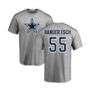 NFL Nike Dallas Cowboys #55 Leighton Vander Esch Ash Name & Number Logo T-Shirt