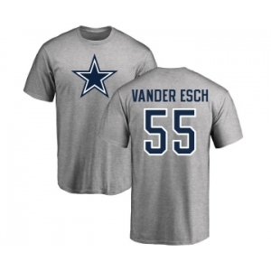 NFL Nike Dallas Cowboys #55 Leighton Vander Esch Ash Name & Number Logo T-Shirt
