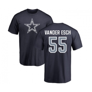 NFL Nike Dallas Cowboys #55 Leighton Vander Esch Navy Blue Name & Number Logo T-Shirt