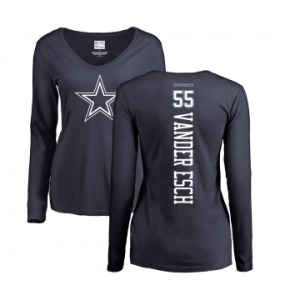 NFL Women's Nike Dallas Cowboys #55 Leighton Vander Esch Navy Blue Backer Slim Fit Long Sleeve T-Shirt