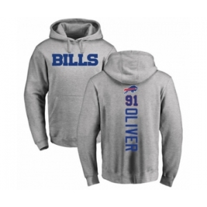 Football Buffalo Bills #91 Ed Oliver Ash Backer Pullover Hoodie