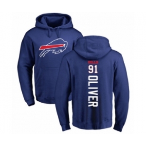Football Buffalo Bills #91 Ed Oliver Royal Blue Backer Pullover Hoodie