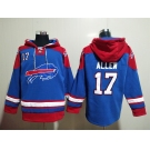 Men's Buffalo Bills #17 Josh Allen Blue Ageless Must Have Lace Up Pullover Hoodie