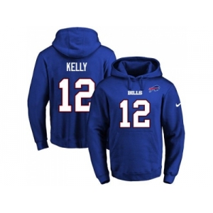 Nike Buffalo Bills #12 Jim Kelly Royal Blue Name & Number Pullover NFL Hoodie