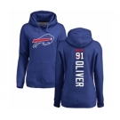 Football Women's Buffalo Bills #91 Ed Oliver Royal Blue Backer Pullover Hoodie