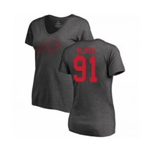 Football Women's Buffalo Bills #91 Ed Oliver Ash One Color T-Shirt