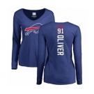 Football Women's Buffalo Bills #91 Ed Oliver Royal Blue Backer Long Sleeve T-Shirt