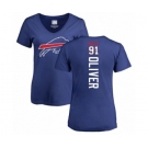 Football Women's Buffalo Bills #91 Ed Oliver Royal Blue Backer T-Shirt