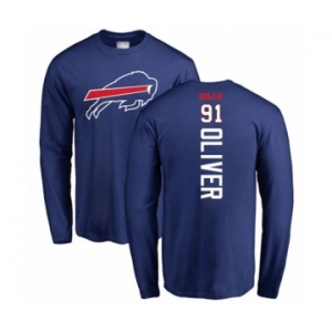 Football Buffalo Bills #91 Ed Oliver Royal Blue Backer Long Sleeve T-Shirt