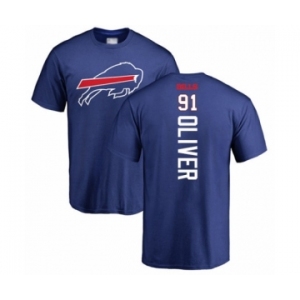 Football Buffalo Bills #91 Ed Oliver Royal Blue Backer T-Shirt