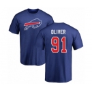 Football Buffalo Bills #91 Ed Oliver Royal Blue Name & Number Logo T-Shirt