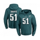 Football Men's Philadelphia Eagles #51 Zach Brown Green Name & Number Pullover Hoodie