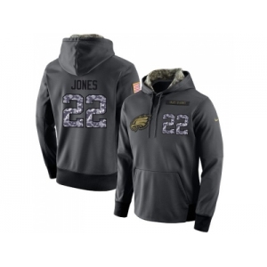 Men Philadelphia Eagles #22 Sidney Jones Stitched Black Anthracite Salute to Service Player Performance Hoodie