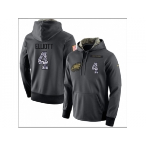 Men Philadelphia Eagles #4 Jake Elliott Stitched Black Anthracite Salute to Service Player Performance Hoodie