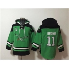 Men's Philadelphia Eagles #11 A. J. Brown Green Ageless Must-Have Lace-Up Pullover Hoodie