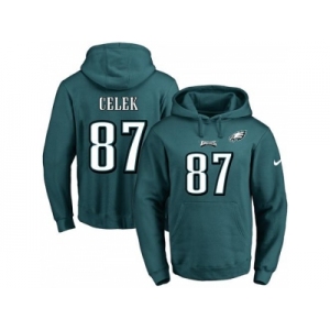 Nike Philadelphia Eagles #87 Brent Celek Midnight Green Name & Number Pullover NFL Hoodie