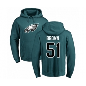 Philadelphia Eagles #51 Zach Brown Green Name & Number Logo Pullover Hoodie