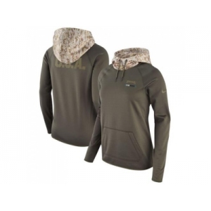 Women Philadelphia Eagles Nike Olive Salute to Service Performance Pullover Hoodie