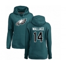 Women's Nike Philadelphia Eagles #14 Mike Wallace Green Name & Number Logo Pullover Hoodie