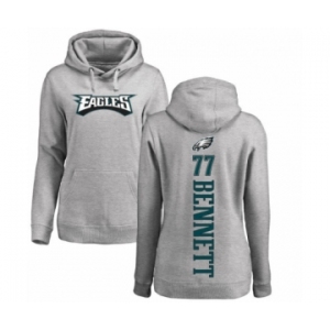 Women's Nike Philadelphia Eagles #77 Michael Bennett Ash Backer Pullover Hoodie