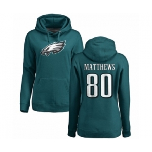 Women's Nike Philadelphia Eagles #80 Jordan Matthews Green Name & Number Logo Pullover Hoodie