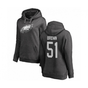 Women's Philadelphia Eagles #51 Zach Brown Ash One Color Pullover Hoodie