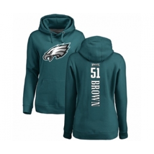 Women's Philadelphia Eagles #51 Zach Brown Green Backer Pullover Hoodie