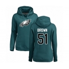 Women's Philadelphia Eagles #51 Zach Brown Green Name & Number Logo Pullover Hoodie