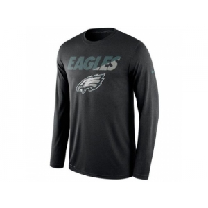 Men's Philadelphia Eagles Nike Black Legend Staff Practice Long Sleeves Performance T-Shirt