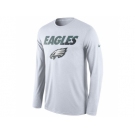 Men's Philadelphia Eagles Nike White Legend Staff Practice Long Sleeves Performance T-Shirt