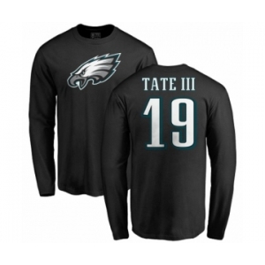 Nike Philadelphia Eagles #19 Golden Tate III Black Name & Number Logo Long Sleeve T-Shirt